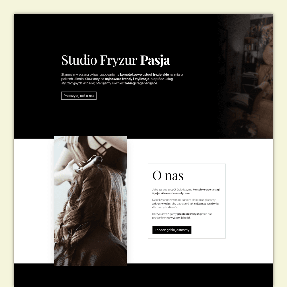 Studio Fryzur Pasja's website preview.